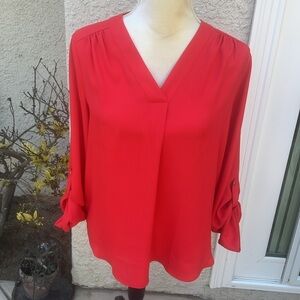 Jones New York Women's Poppy Red Popover Blouse Size S NWT
